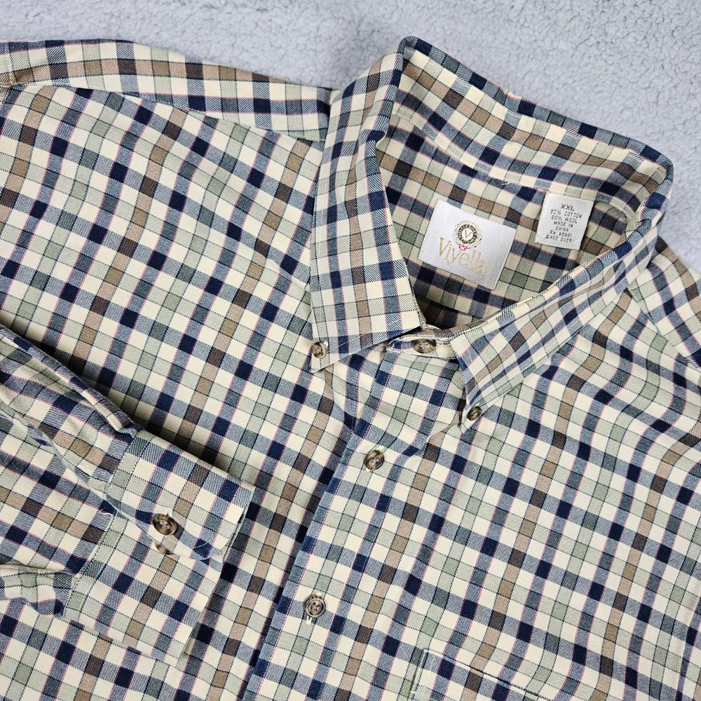 Viyella Mens XXL Multicolor Plaid Button Down Wool Blend Shirt‎ Long Sleeve